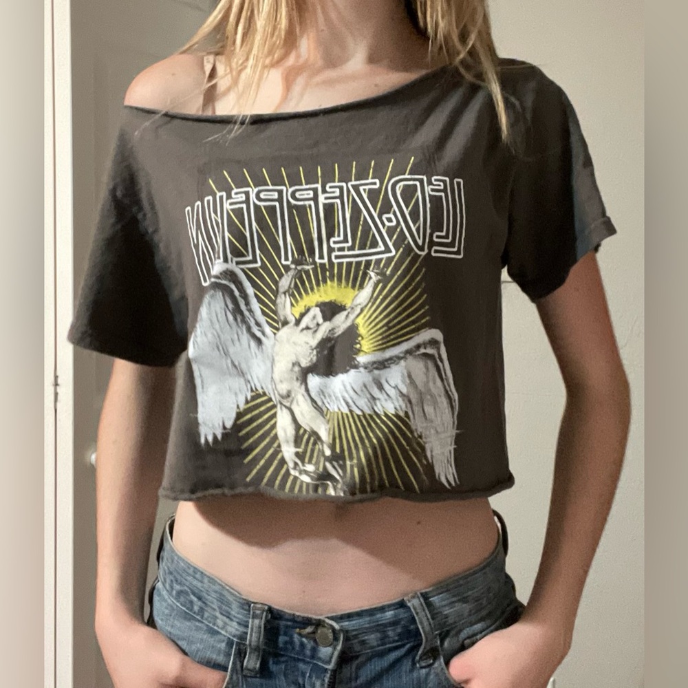 LED zeppelin graphic crop top